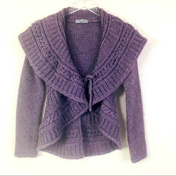 Elsamanda Purple Chunky Knit Circle Alpaca Wool Blend Sweater Size S - Picture 2 of 11